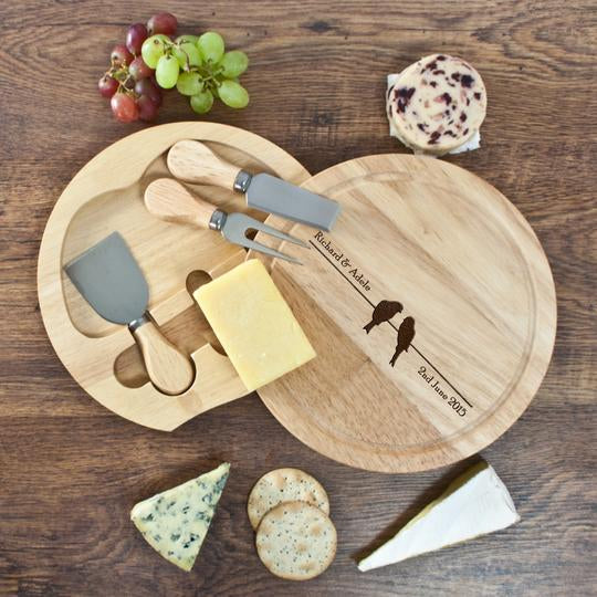 Personalised Personalised 'Love Birds' Round Cheese Board