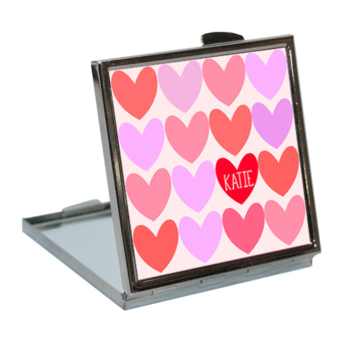 Personalised Personalised Love Hearts Compact Mirror