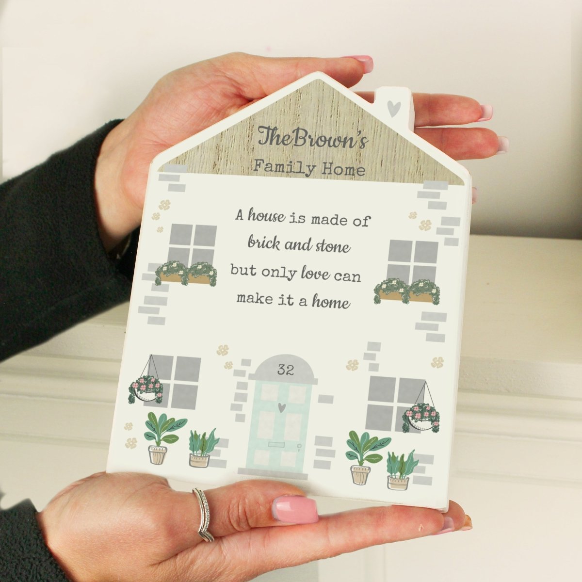 Personalised Love Makes A Home Wooden House Ornament