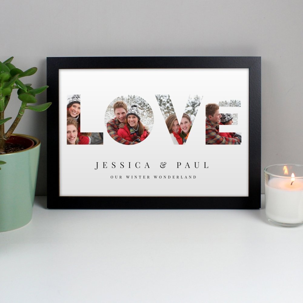 Personalised Love Photo Upload Black A4 Framed Print