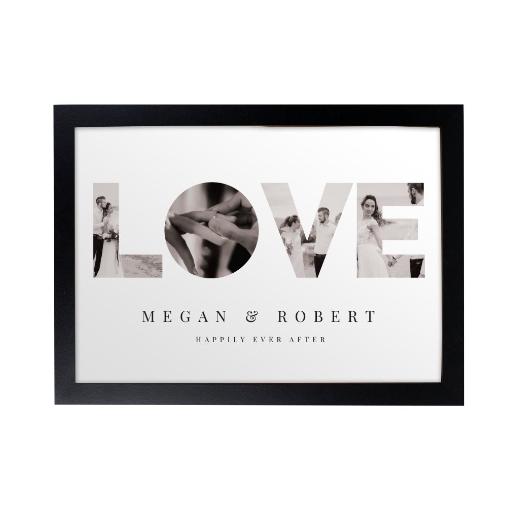 Personalised Love Photo Upload Black A4 Framed Print