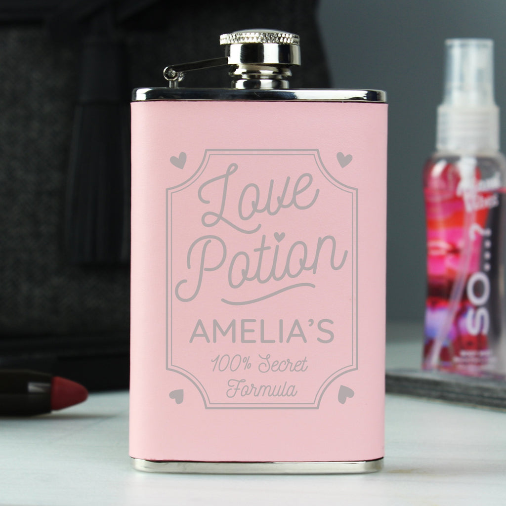 Personalised Love Potion Pink Hip Flask
