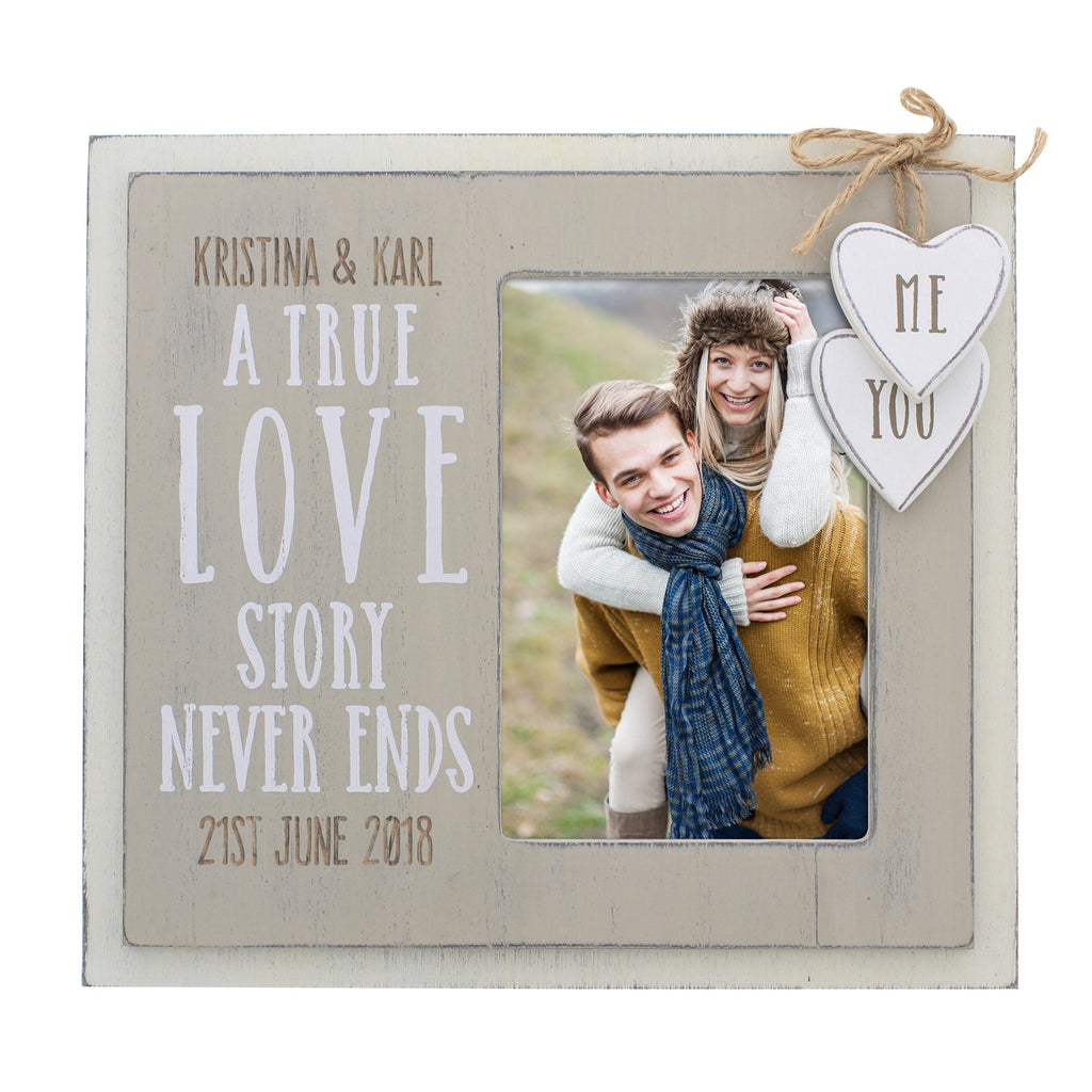 Personalised Love Story 4x6 Inch Wooden Photo Frame