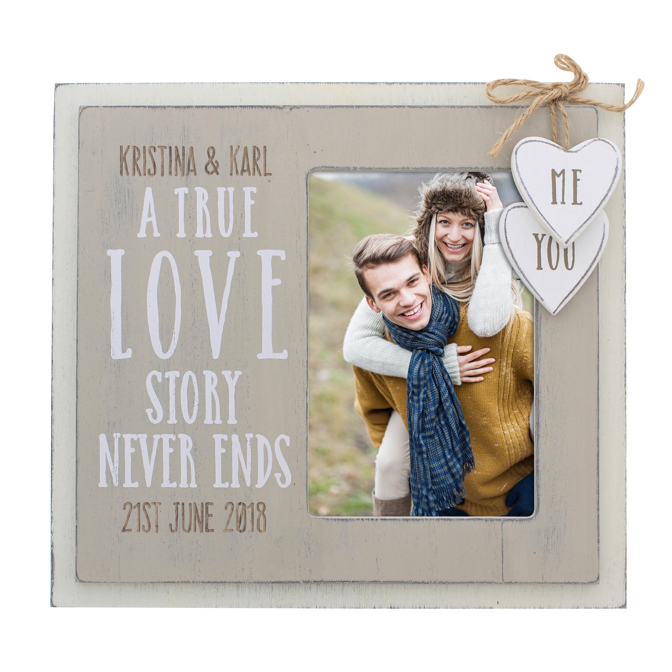 Personalised Love Story 4x6 Inch Wooden Photo Frame