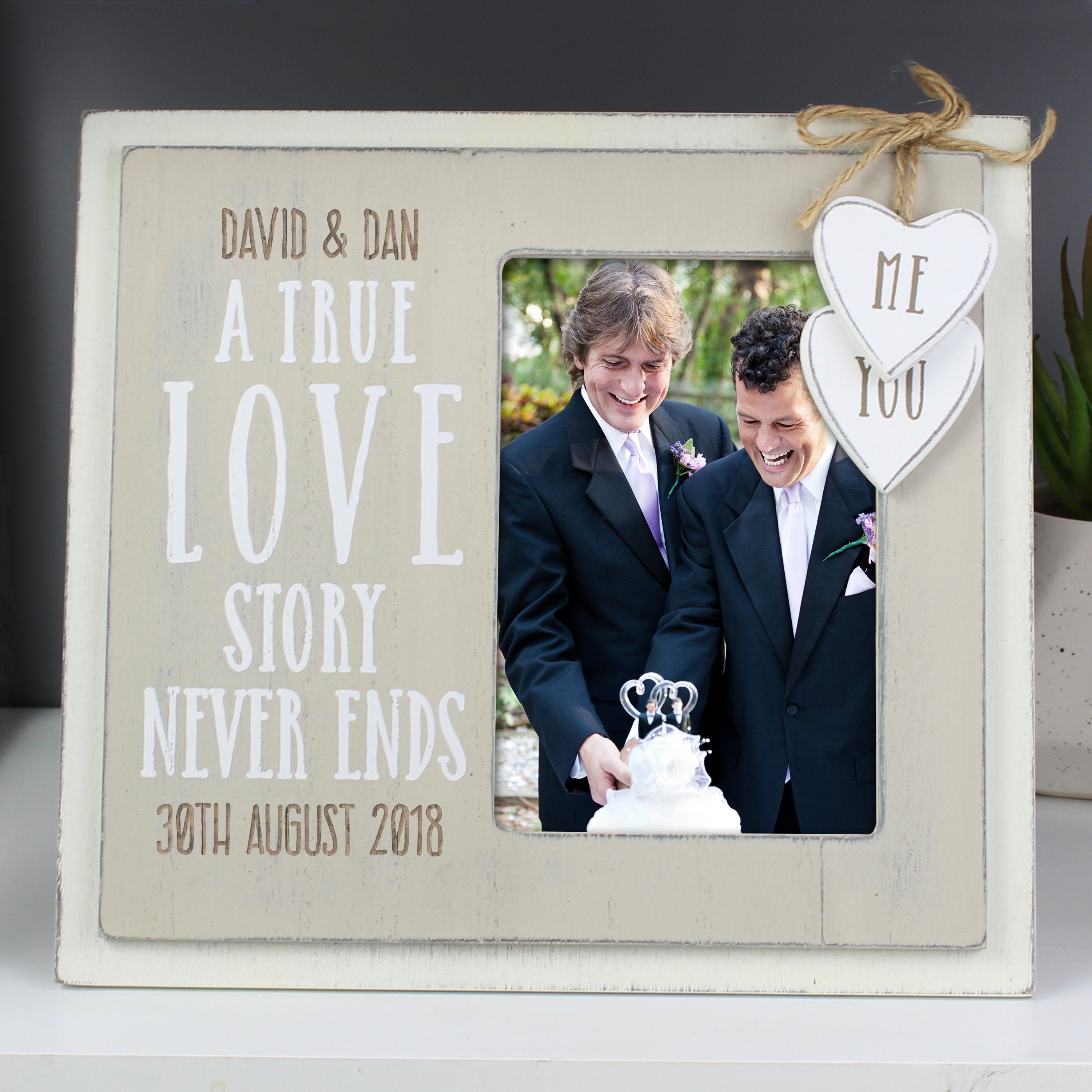 Personalised Love Story 4x6 Inch Wooden Photo Frame