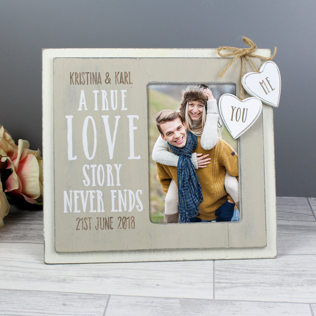 Personalised Love Story 4x6 Inch Wooden Photo Frame