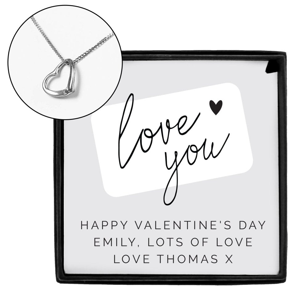 Personalised Love You Heart Necklace And Box