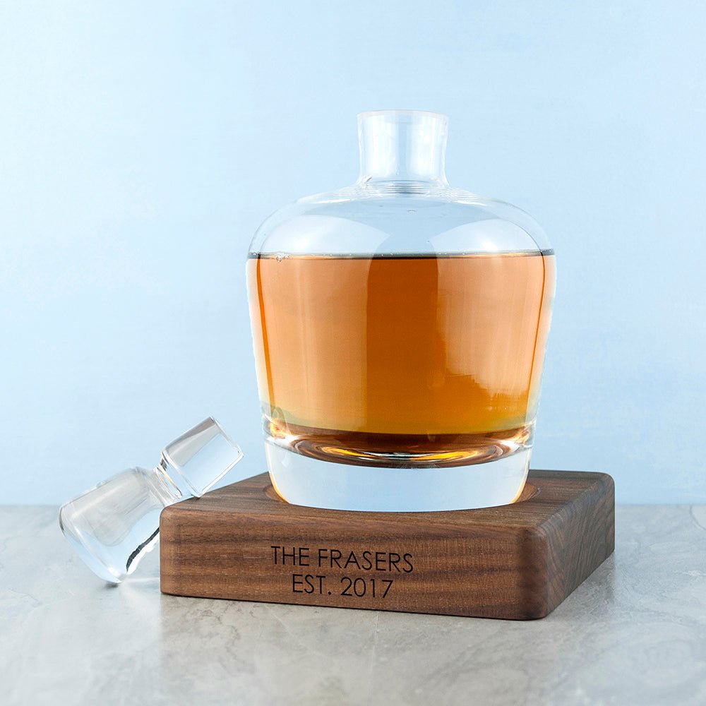 Personalised Lsa Whisky Decanter & Walnut Base