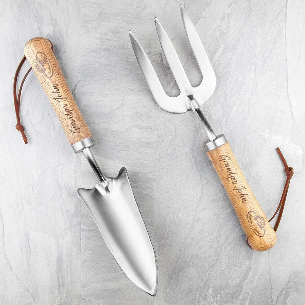Personalised Luxe Silver Trowel and Fork Set