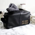 Personalised Luxury Black Leatherette Wash Bag