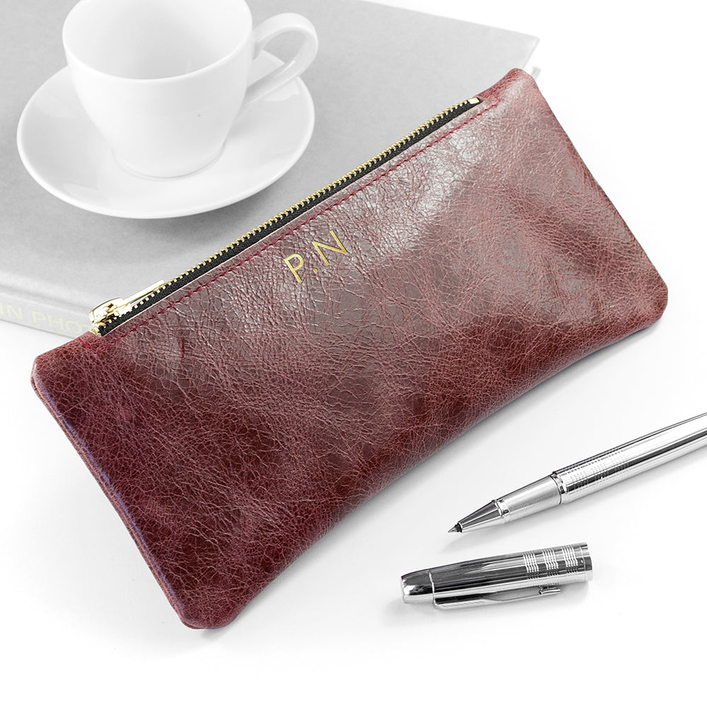 Personalised Personalised Luxury Leather Pencil Case
