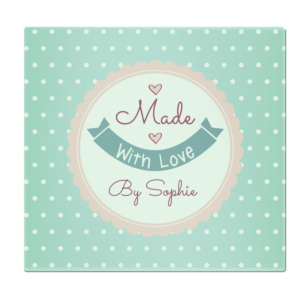 Personalised Made With Love Glass Chopping Board/Worktop Saver