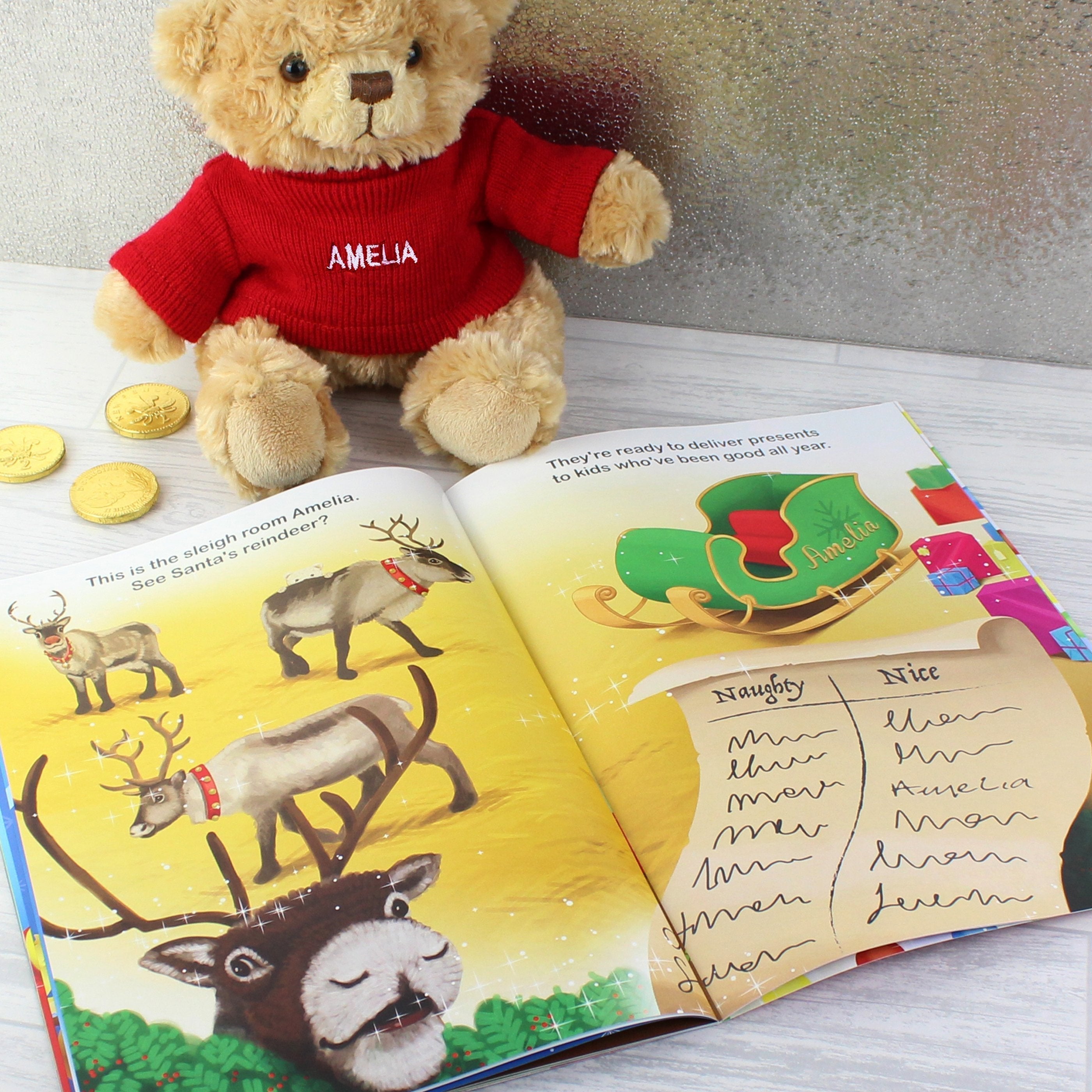 Personalised Magical Christmas Adventure Story Book And Personalised Teddy Bear