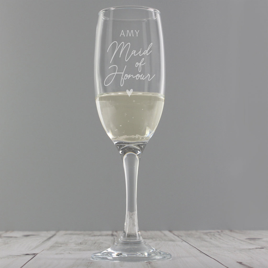 Personalised Maid Of Honour Flute Glass
