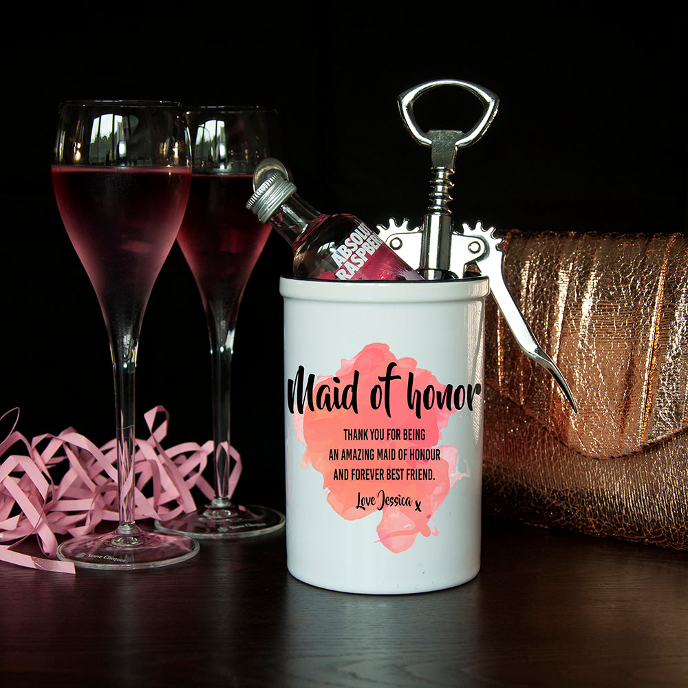 Personalised Personalised Maid of Honor Miniature Champagne Bucket