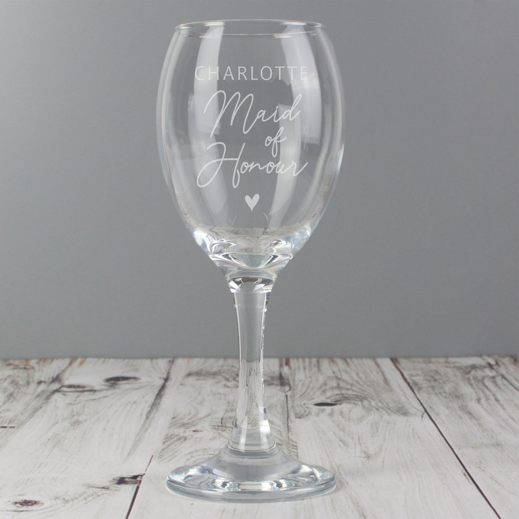 Personalised Maid Of Honour Wine Glass