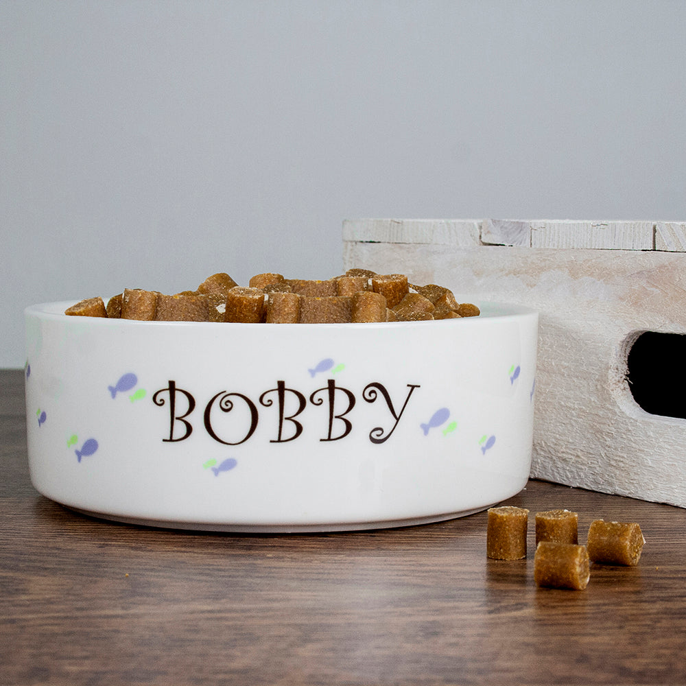 Personalised Personalised Male Fishy Cat Bowl