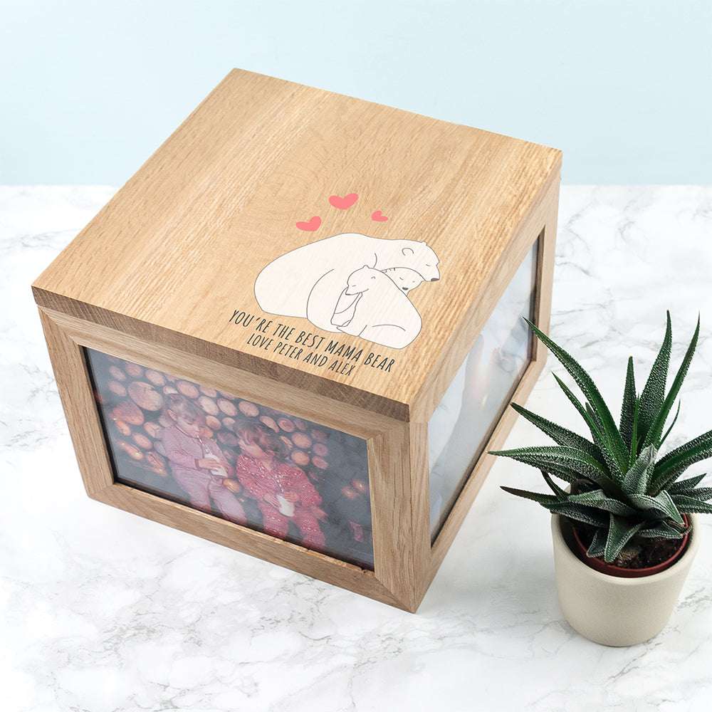 Personalised Mama Bear Large Oak Photo Keepsake Box
