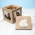 Personalised Mama Bear Oak Photo Cube Keepsake Box