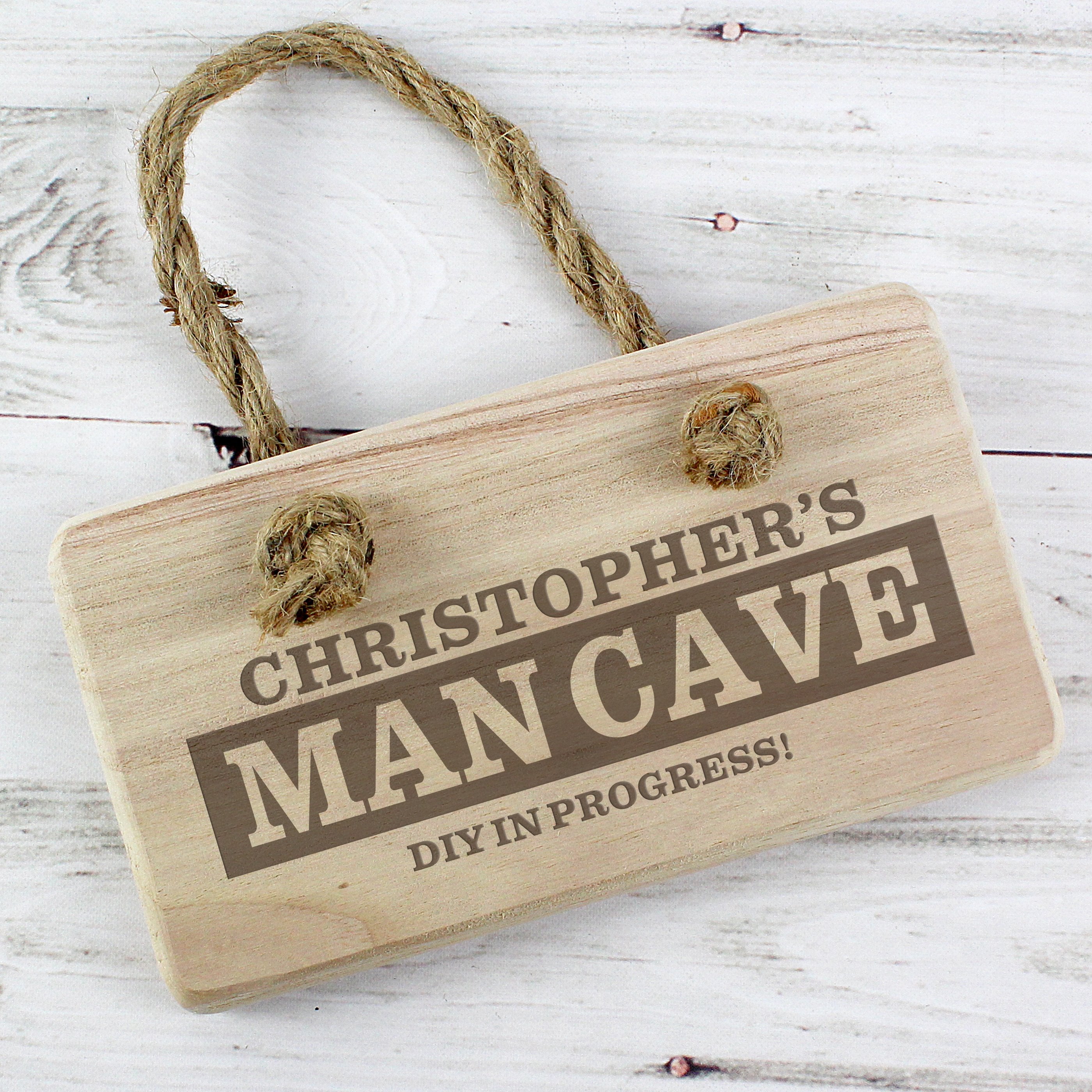 Personalised Man Cave Wooden Hanging Sign