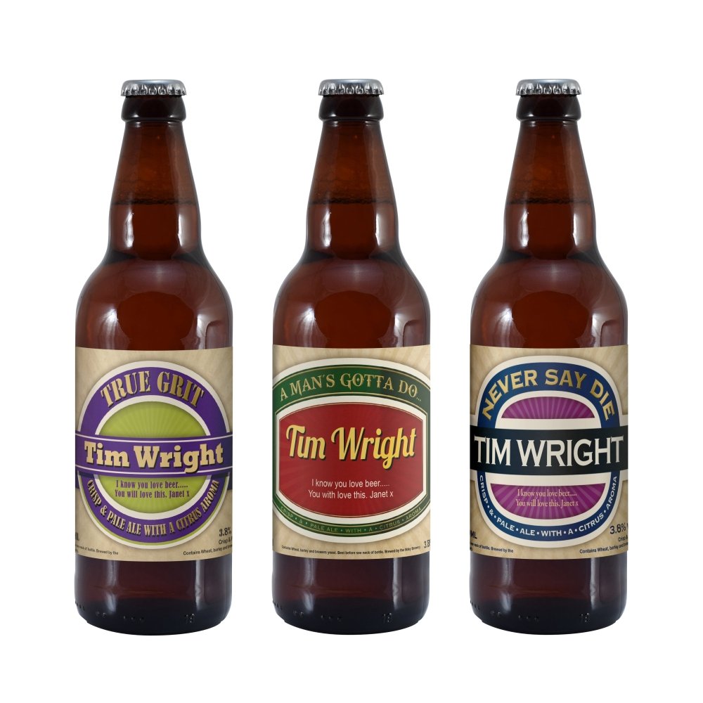 Personalised Man's Virtues Pack Of 3 Beer
