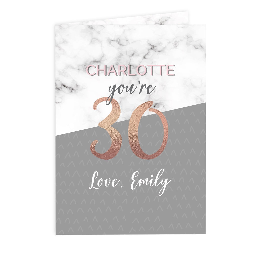 Personalised Marble And Rose Gold Birthday Card
