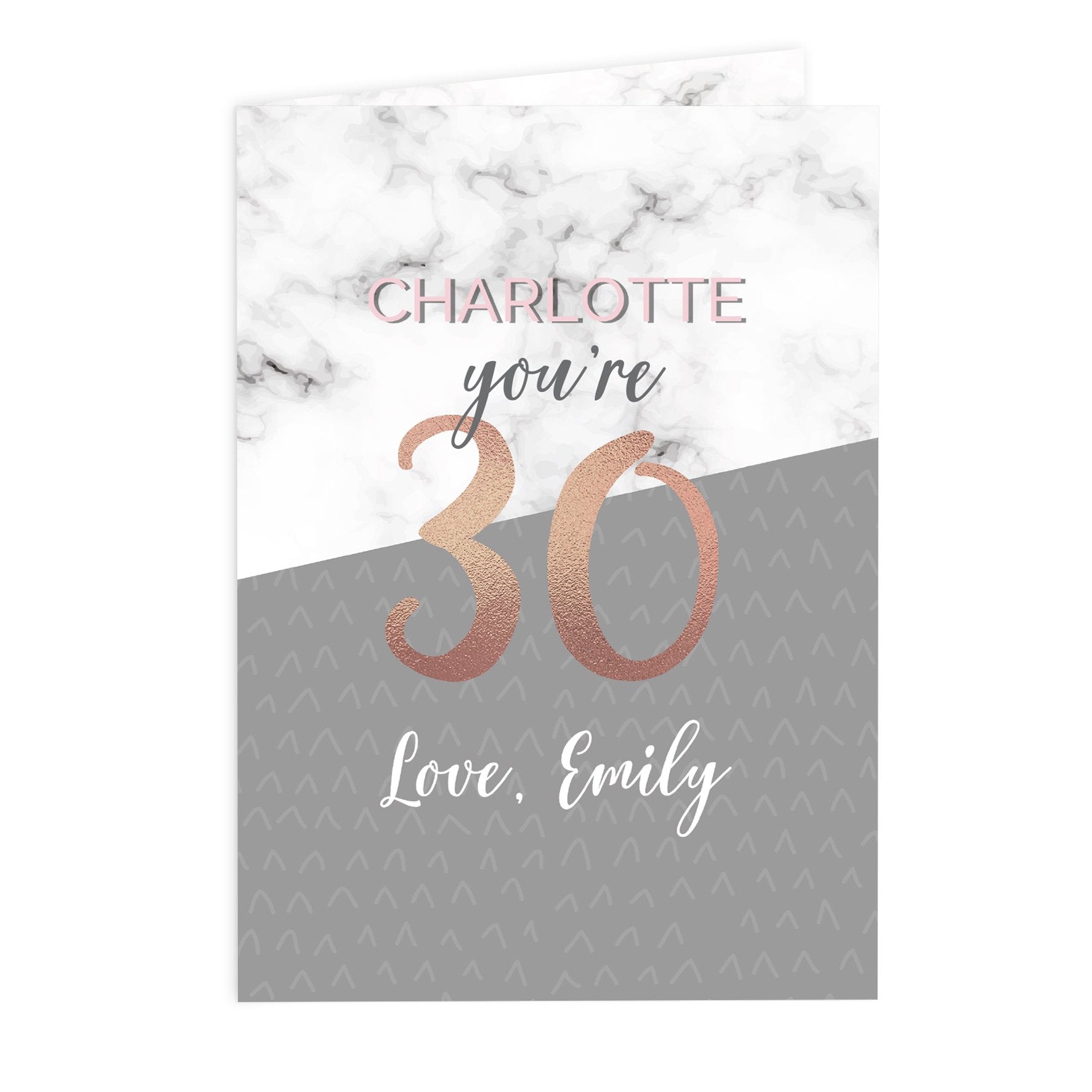 Personalised Marble And Rose Gold Birthday Card