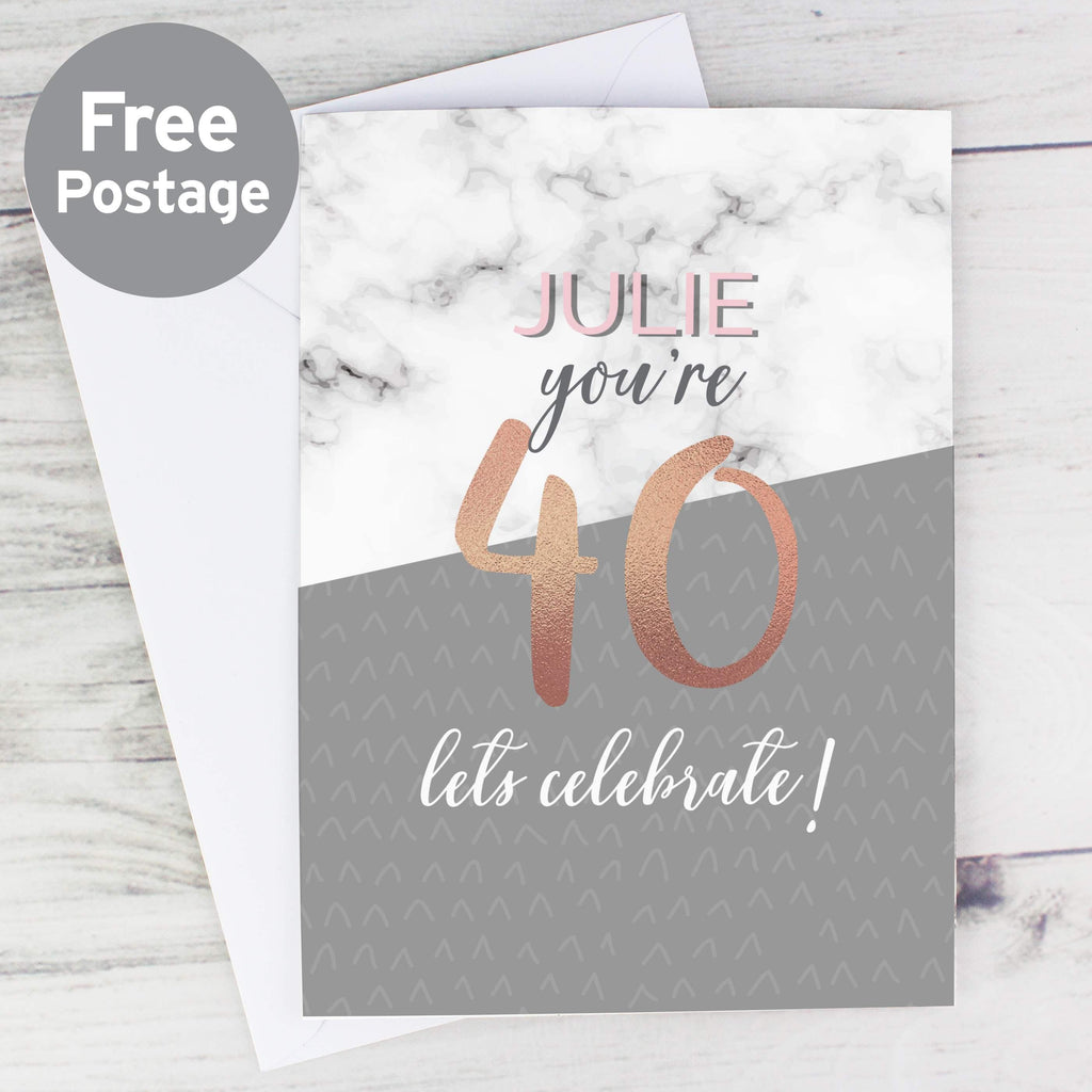Personalised Marble And Rose Gold Birthday Card