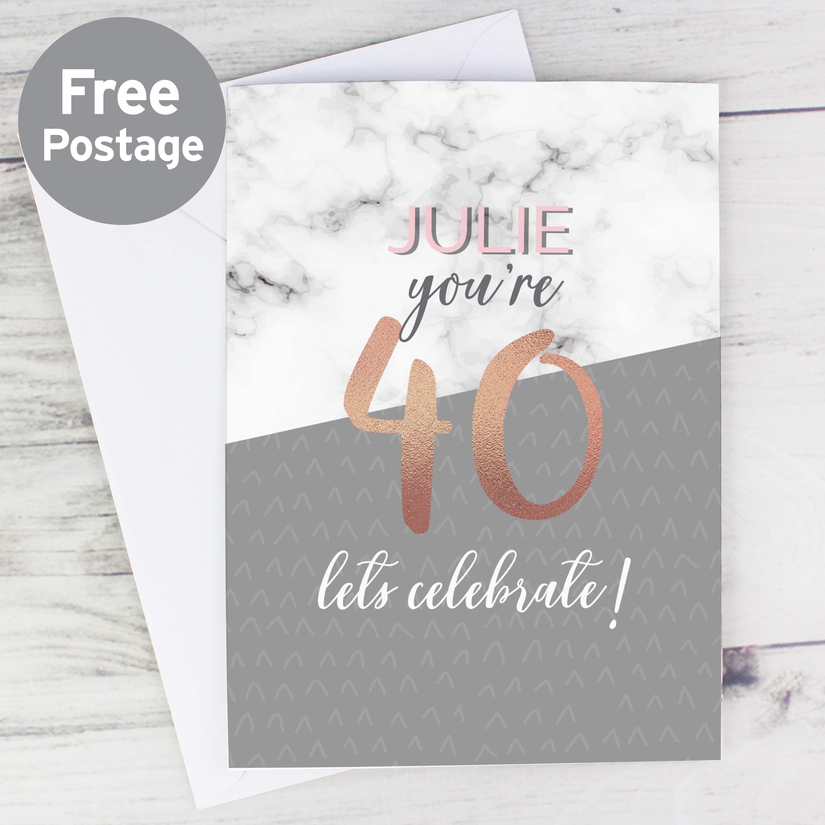 Personalised Marble And Rose Gold Birthday Card
