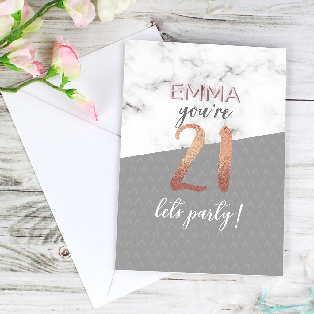 Personalised Marble And Rose Gold Birthday Card