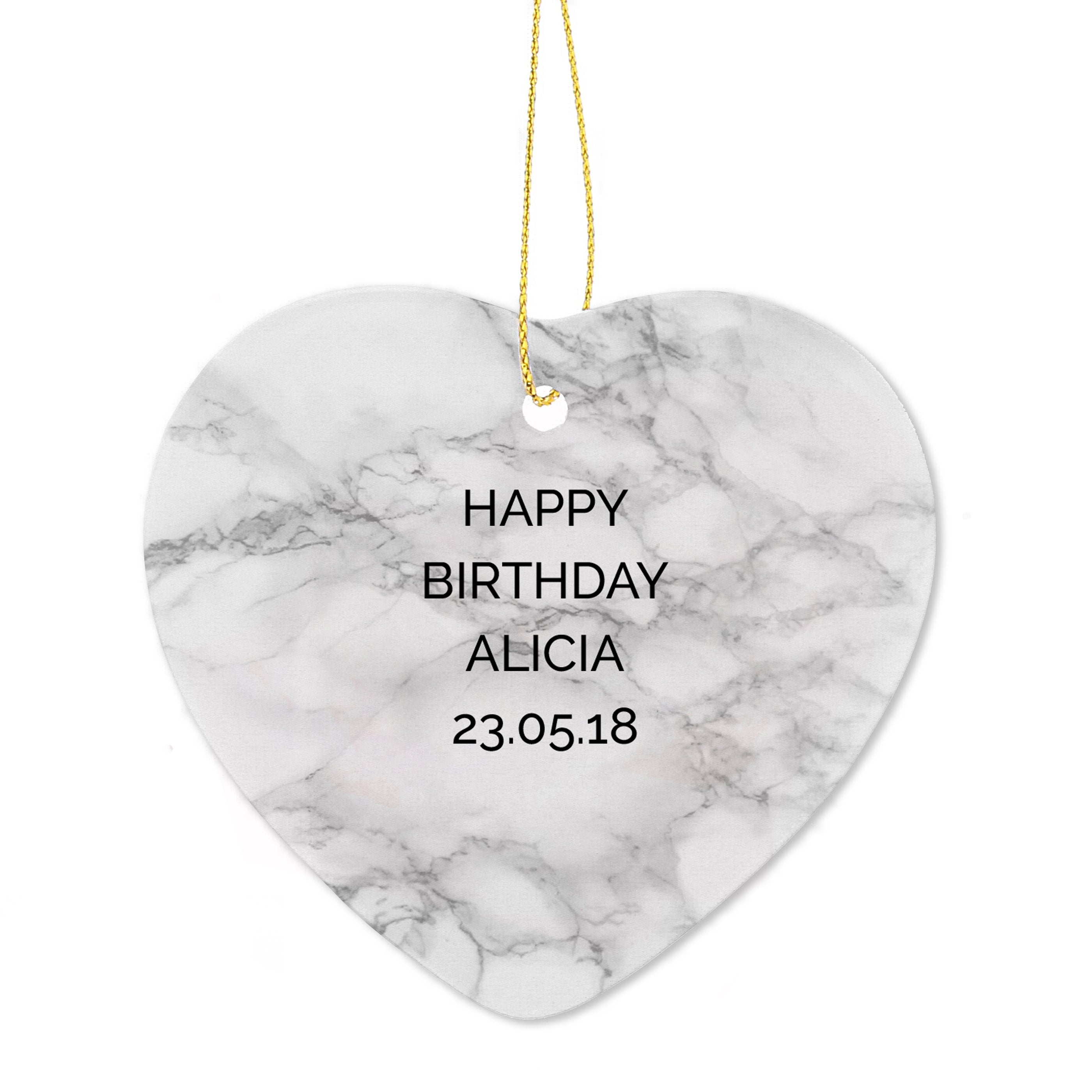 Personalised Marble Effect Ceramic Heart Decoration
