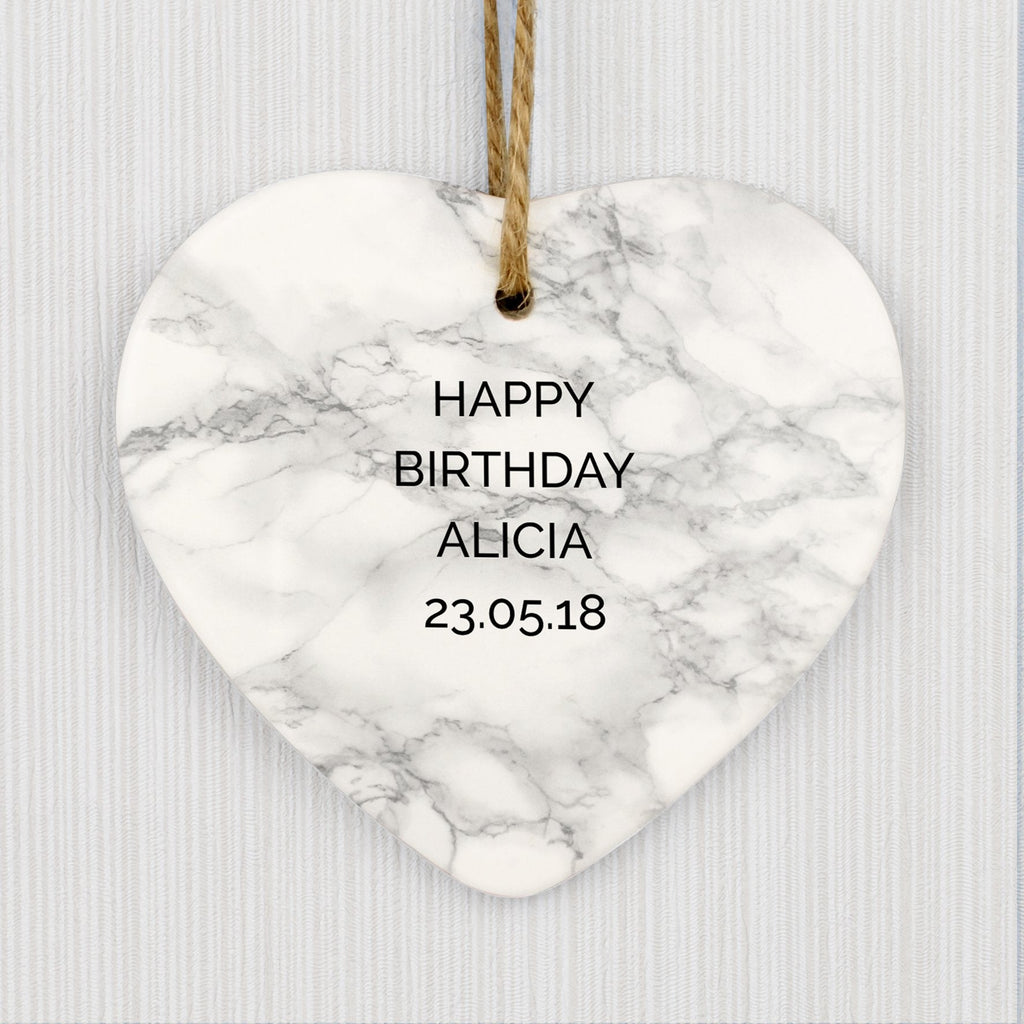 Personalised Marble Effect Ceramic Heart Decoration