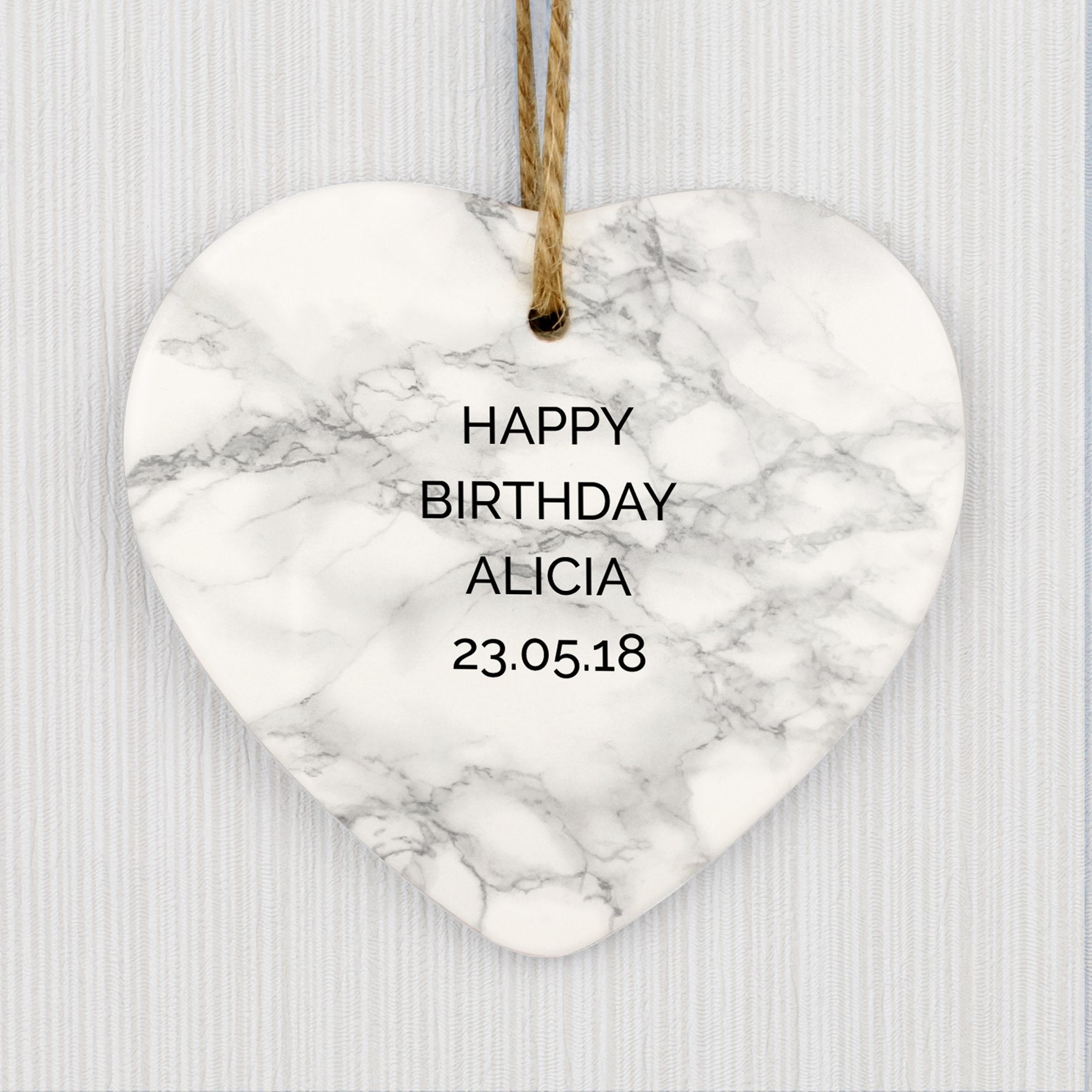 Personalised Marble Effect Ceramic Heart Decoration