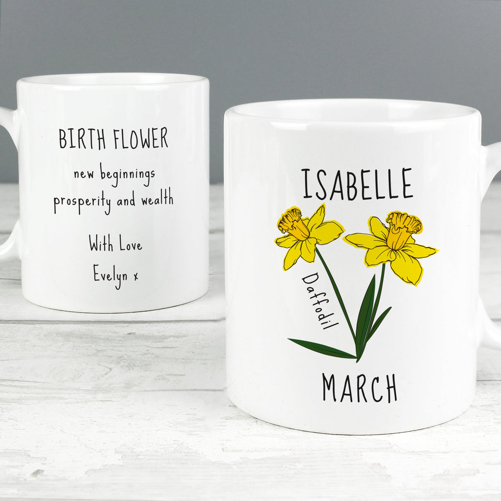 Personalised March Birth Flower - Daffodil Mug