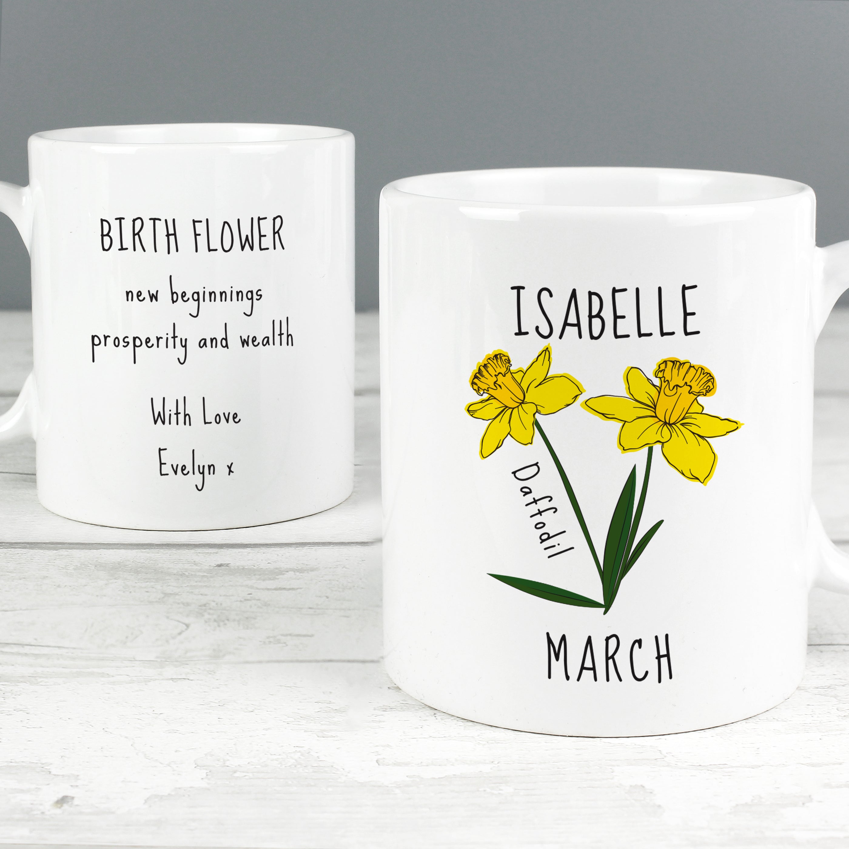 Personalised March Birth Flower - Daffodil Mug