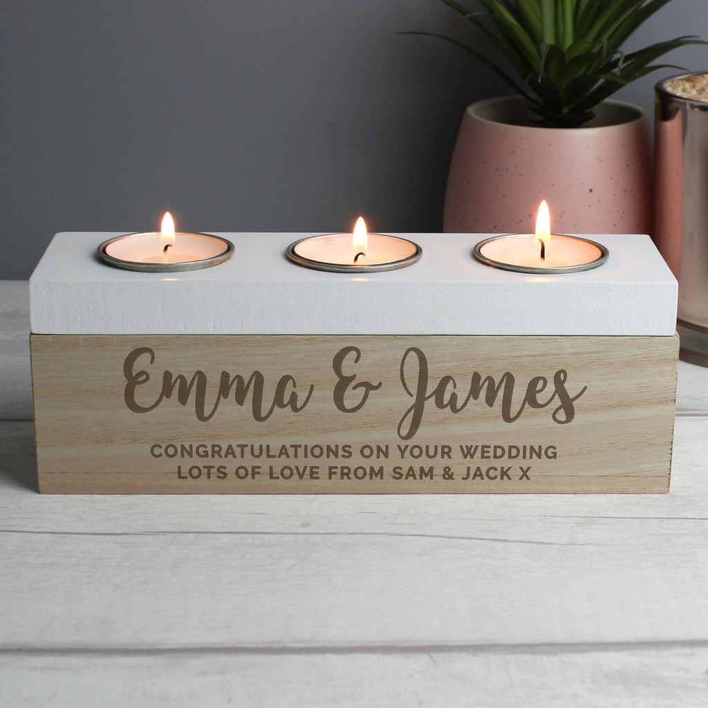 Personalised Couple Triple Tea Light Box