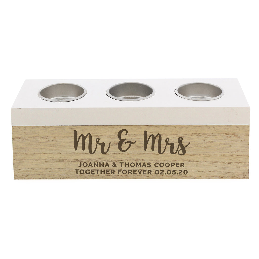 Personalised Couple Triple Tea Light Box