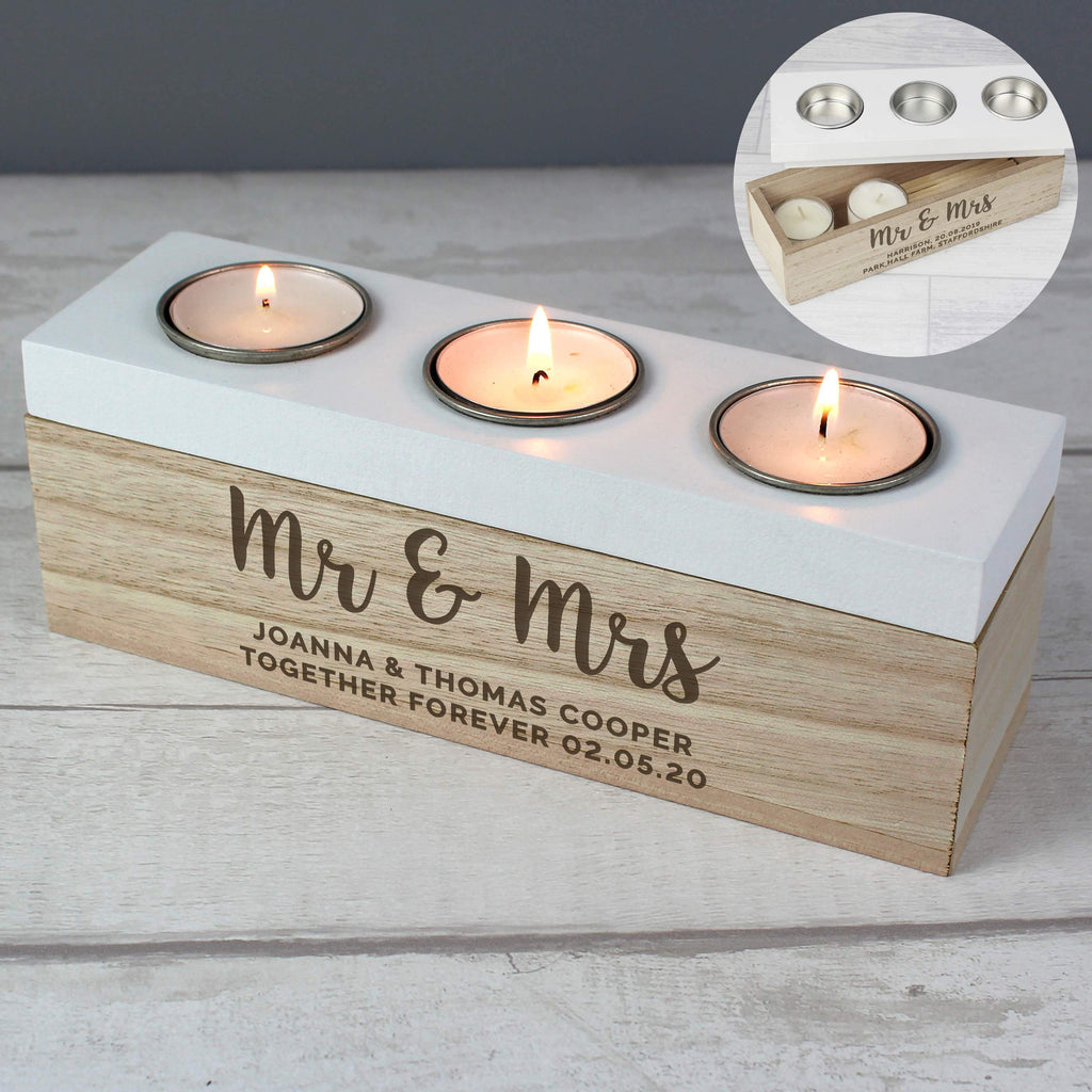 Personalised Couple Triple Tea Light Box