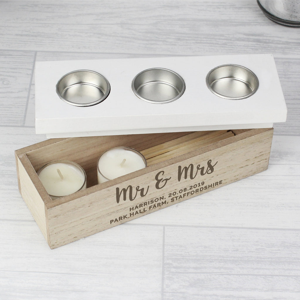 Personalised Couple Triple Tea Light Box