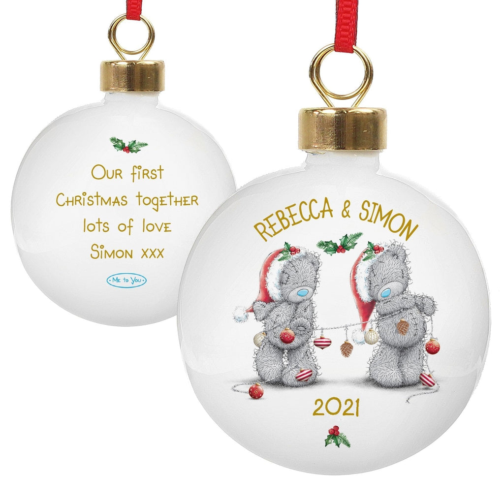 Personalised Me To You Christmas Couple's Bauble
