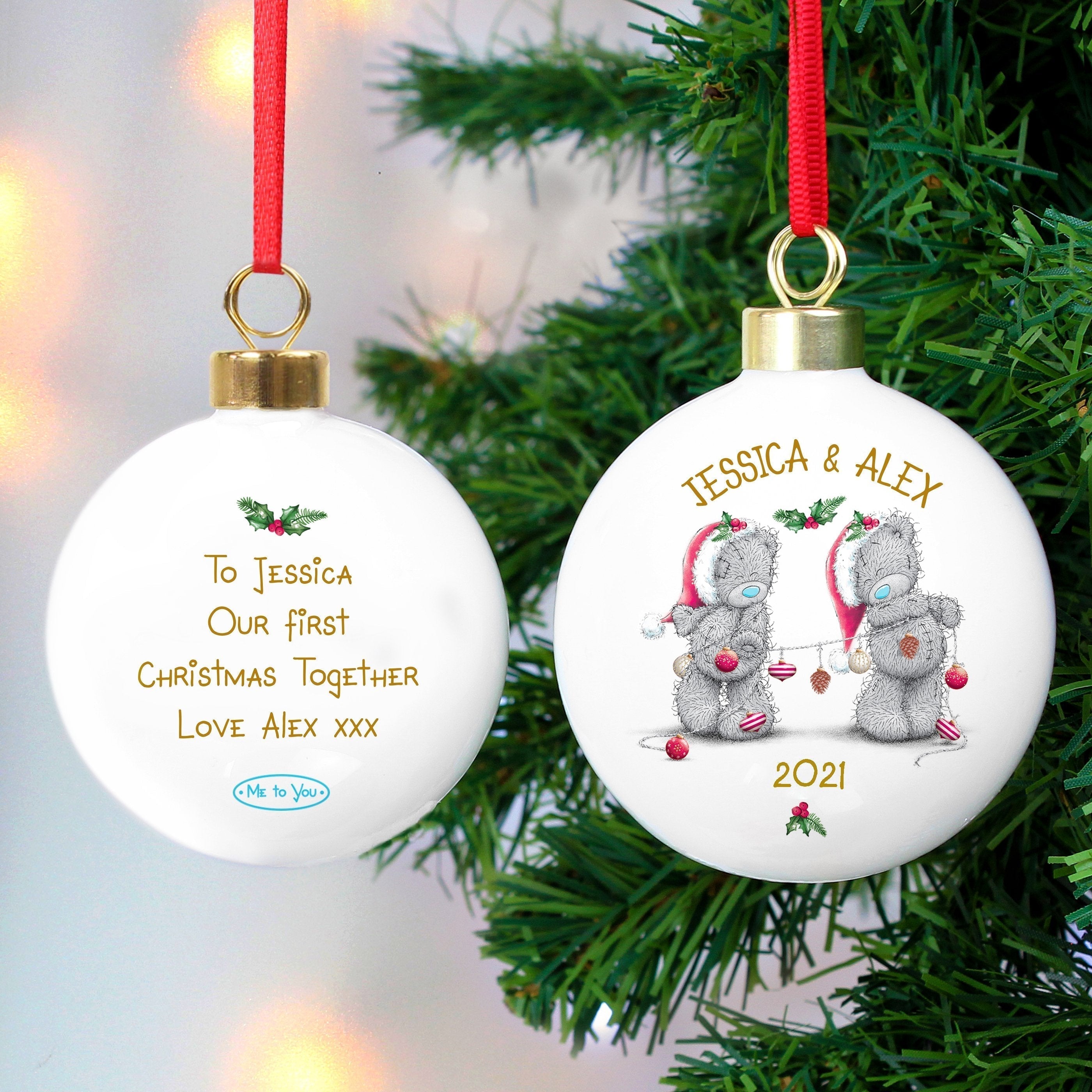 Personalised Me To You Christmas Couple's Bauble