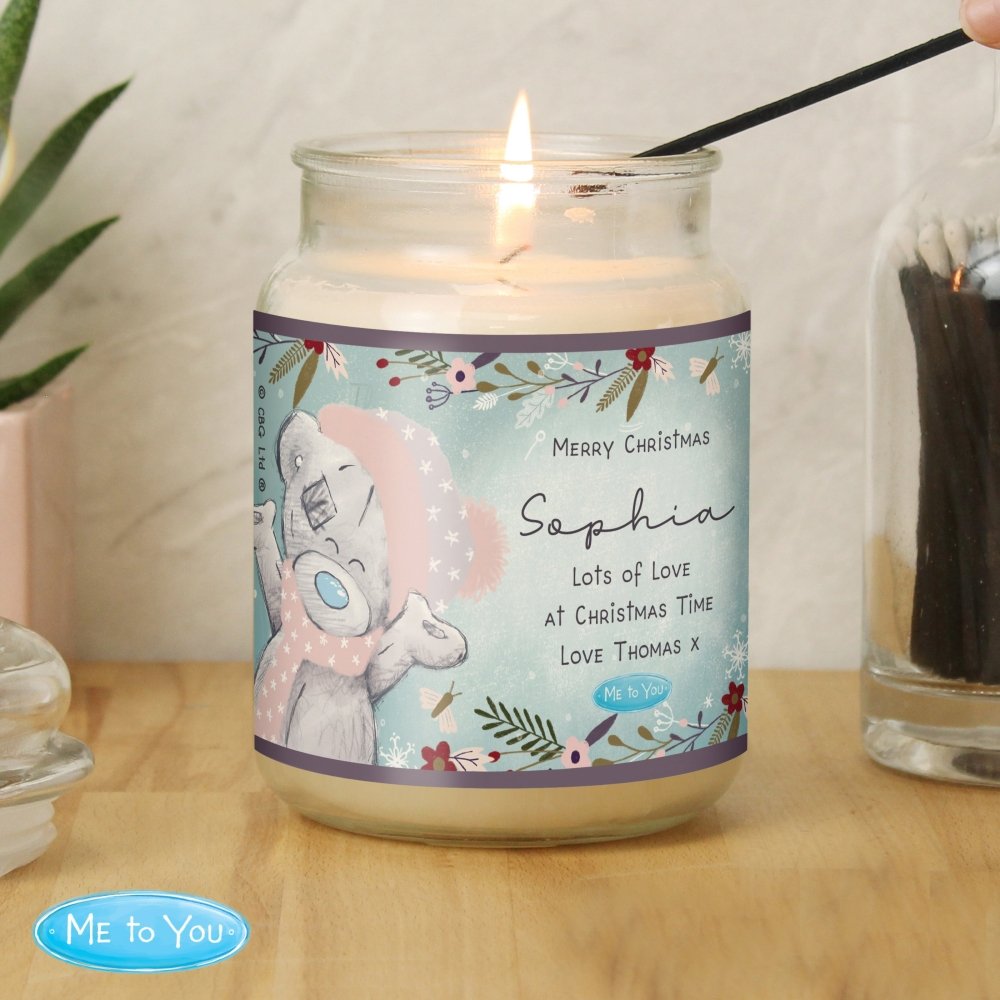 Personalised Me To You Cosy Winter Large Candle Jar