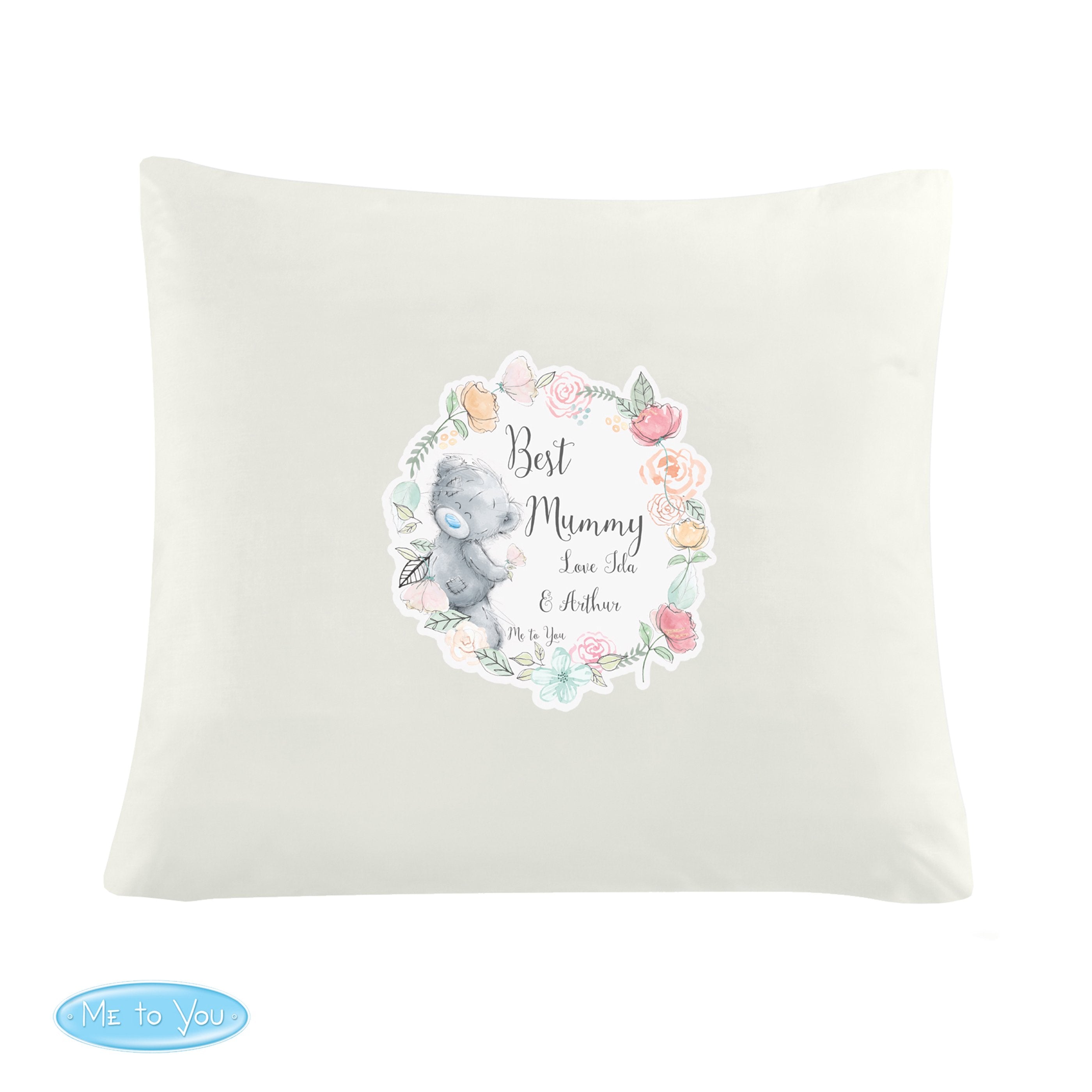 Personalised Me To You Floral Cream Cushion Cover