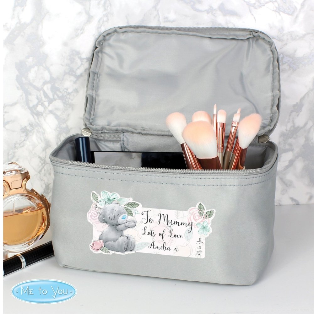 Personalised Me To You Floral Grey Toiletry Bag
