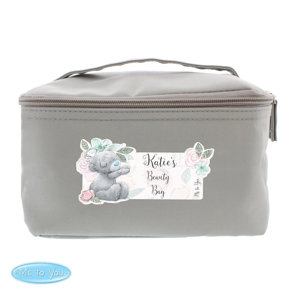 Personalised Me To You Floral Grey Toiletry Bag
