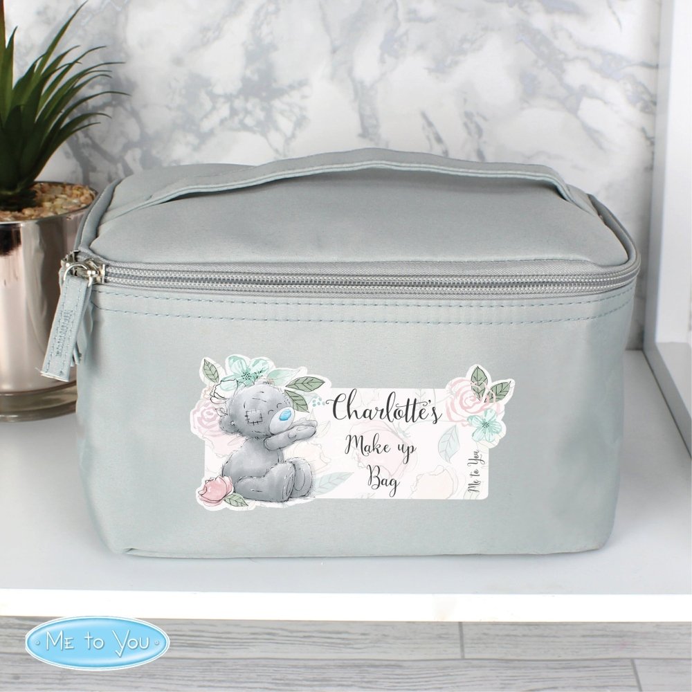 Personalised Me To You Floral Grey Toiletry Bag