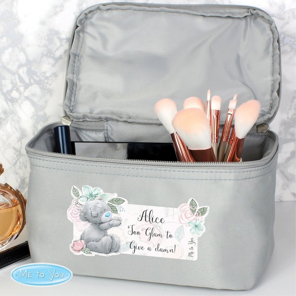 Personalised Me To You Floral Grey Toiletry Bag