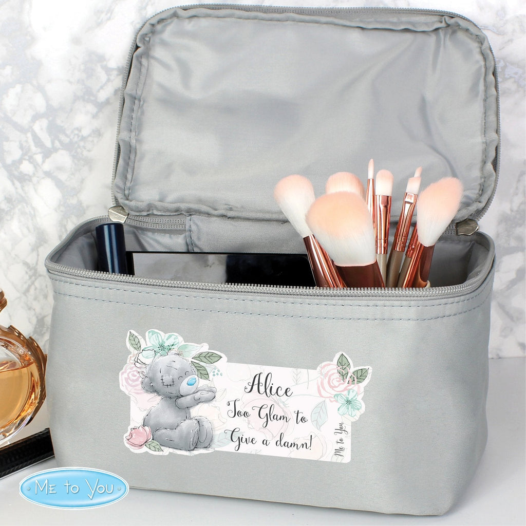 Personalised Me To You Floral Grey Vanity Bag