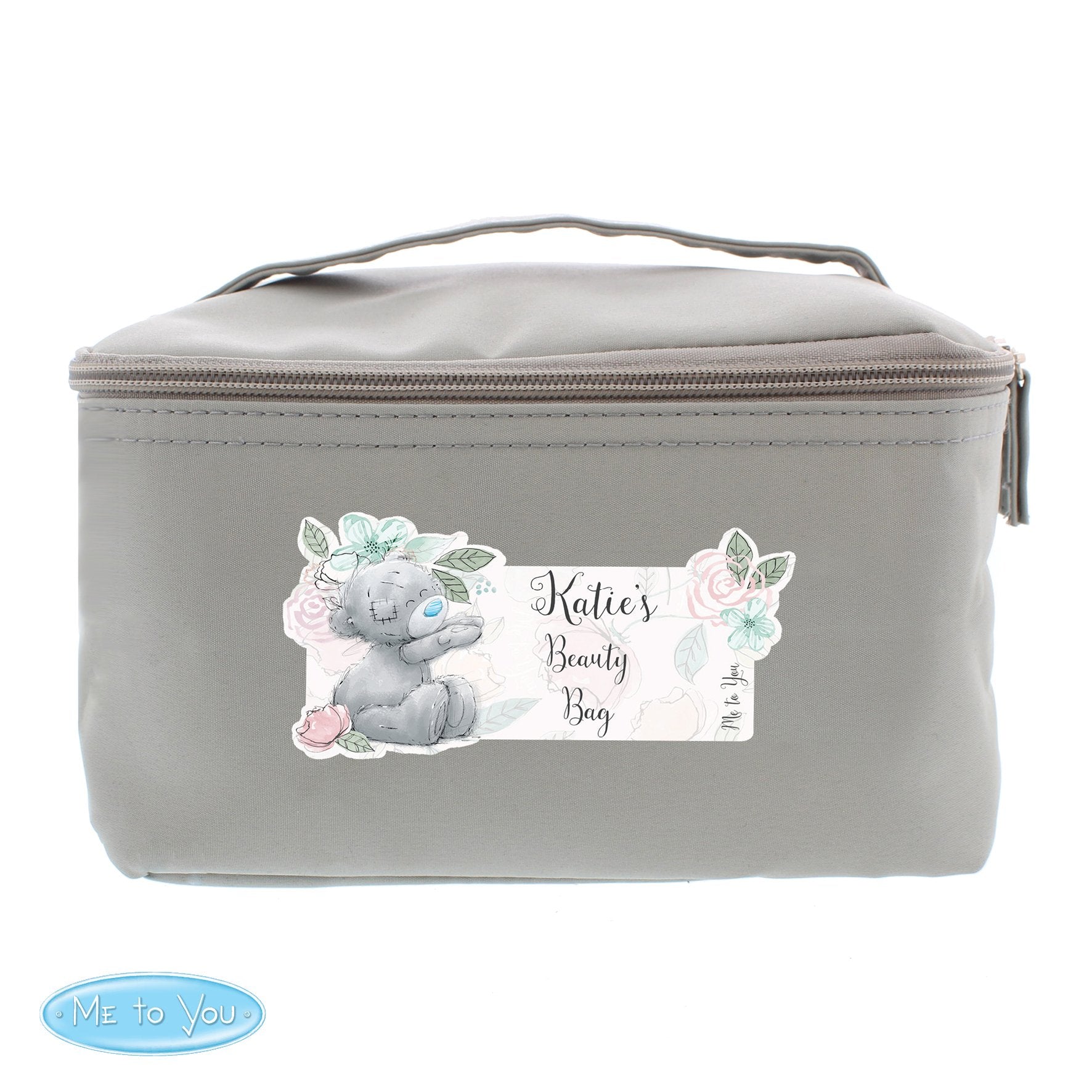 Personalised Me To You Floral Grey Vanity Bag