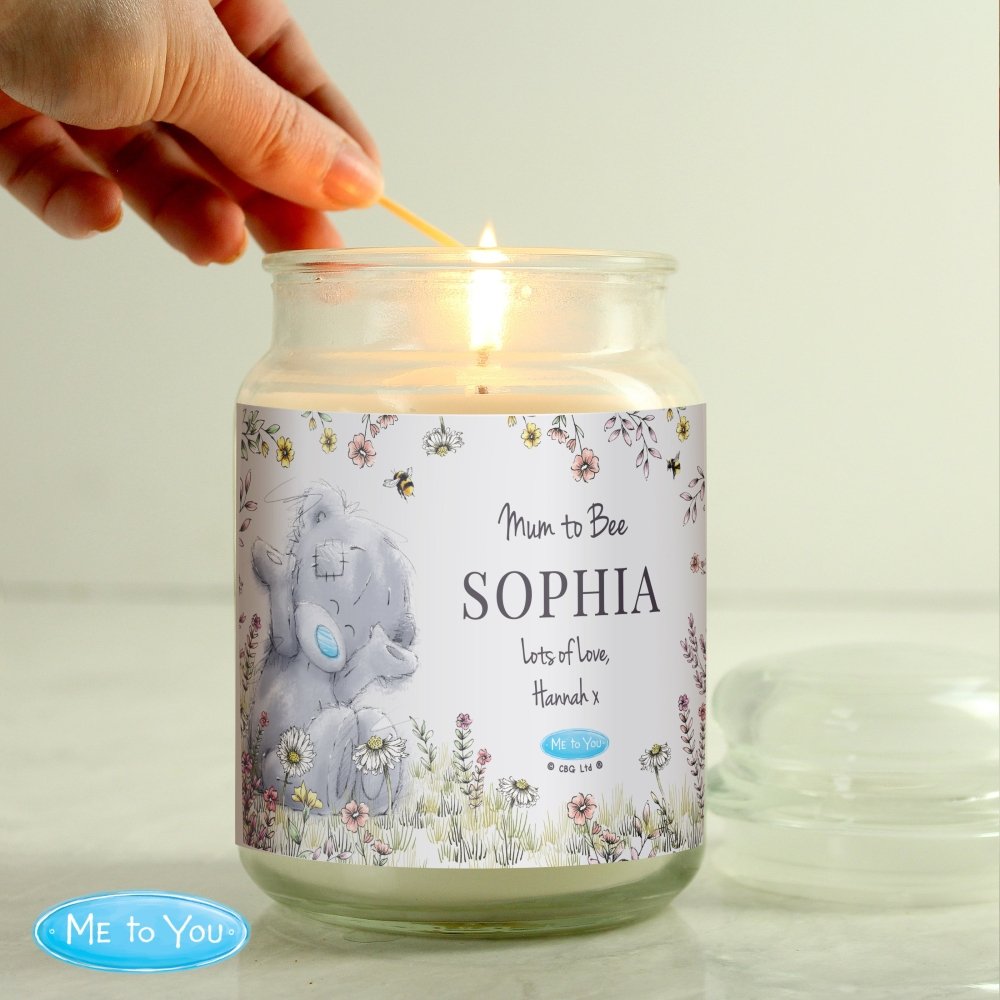 Personalised Me To You Floral Large Scented Jar Candle